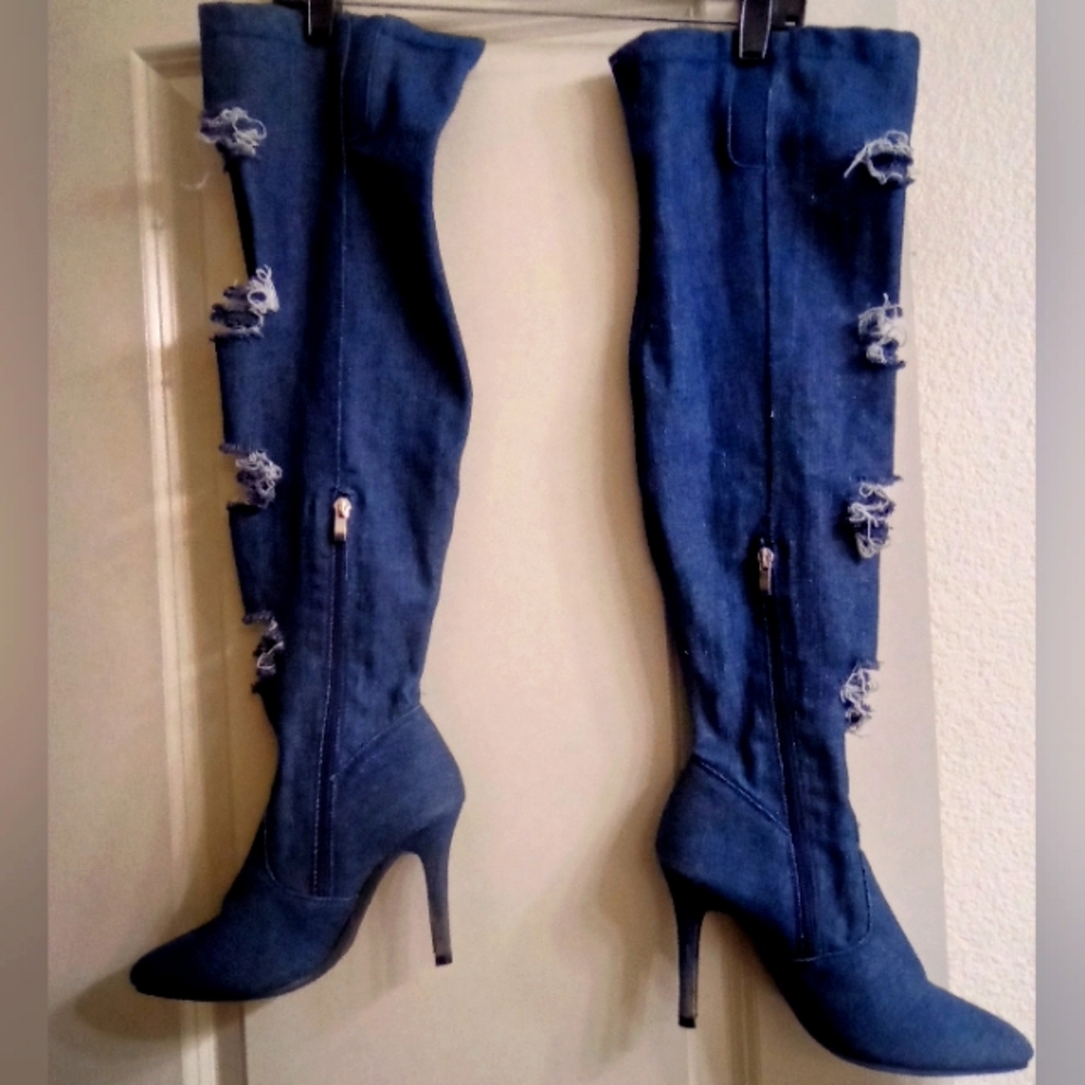 Thigh high jean boots (7)